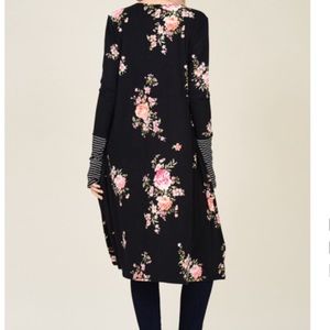Floral and stripped duster